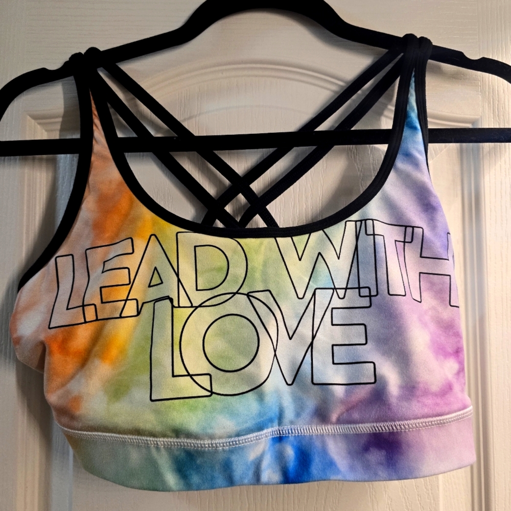 Peloton Lead With Love Pride strappy back sports bra XL